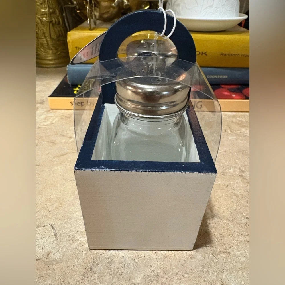 Lemon Patterned Salt and Pepper Caddy Set NWT